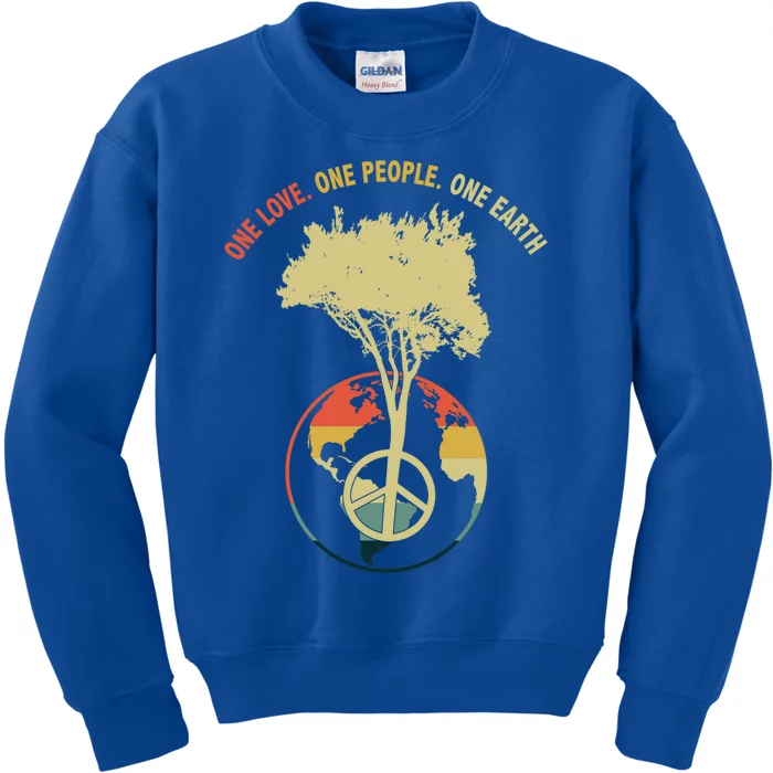 One Love One People One Earth Save Earth Happy Earth Day Gift Kids Sweatshirt