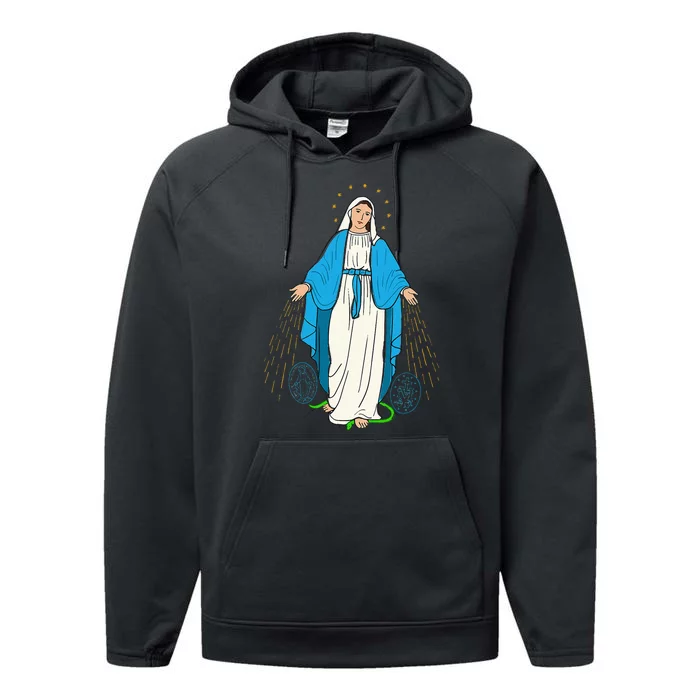 Our Lady Of Grace Virgen De La Medalla Milagrosa Performance Fleece Hoodie