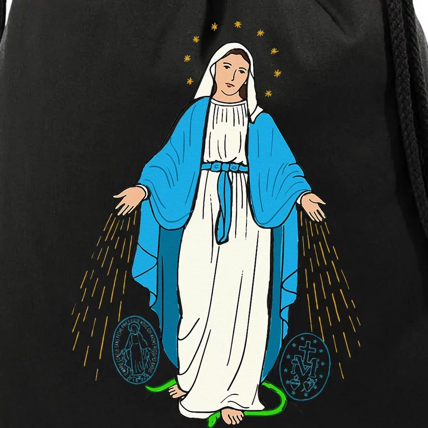 Our Lady Of Grace Virgen De La Medalla Milagrosa Drawstring Bag