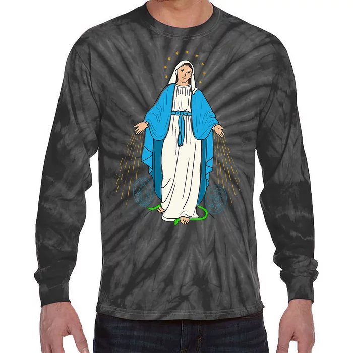 Our Lady Of Grace Virgen De La Medalla Milagrosa Tie-Dye Long Sleeve Shirt