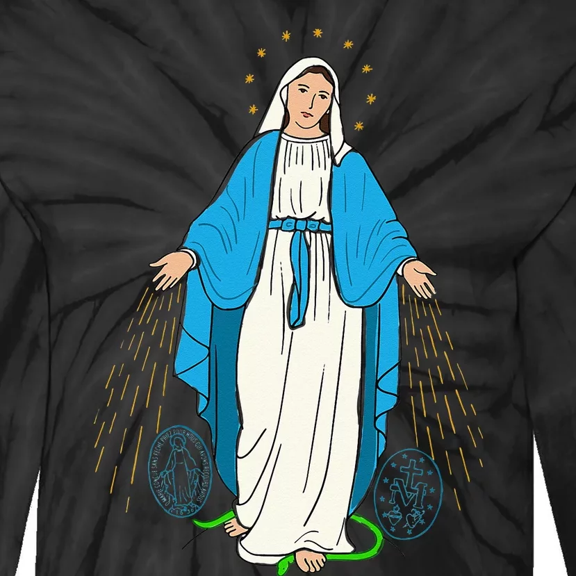 Our Lady Of Grace Virgen De La Medalla Milagrosa Tie-Dye Long Sleeve Shirt