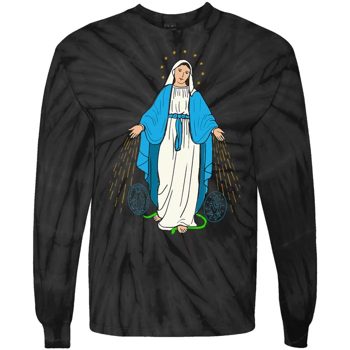 Our Lady Of Grace Virgen De La Medalla Milagrosa Tie-Dye Long Sleeve Shirt