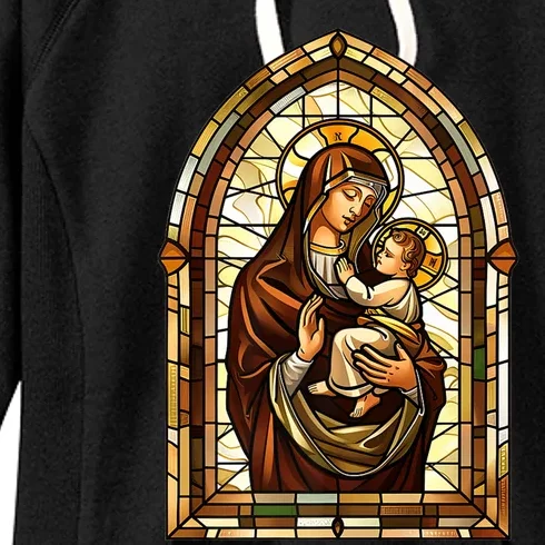 Our Lady Of Mount Carmel Stained Glass Gift Women's Fleece Hoodie