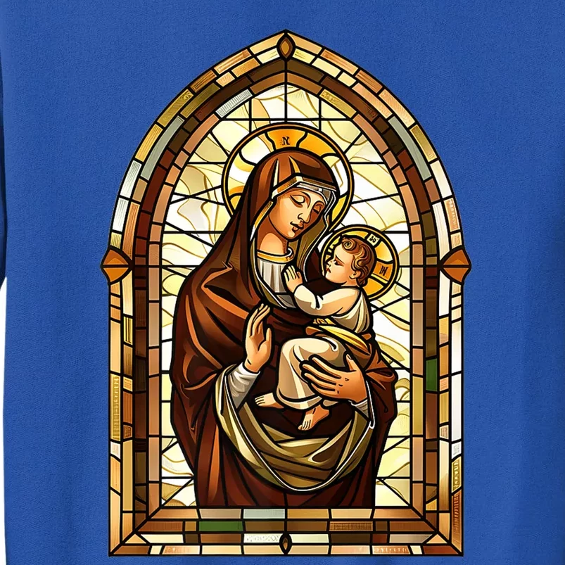 Our Lady Of Mount Carmel Stained Glass Gift Tall Sweatshirt