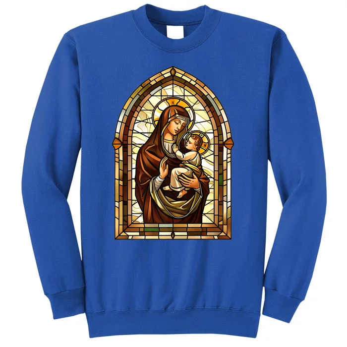 Our Lady Of Mount Carmel Stained Glass Gift Tall Sweatshirt