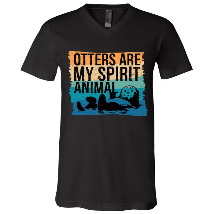 Otter Lover Otter Spirit Animal Funny Otter Otter V-Neck T-Shirt