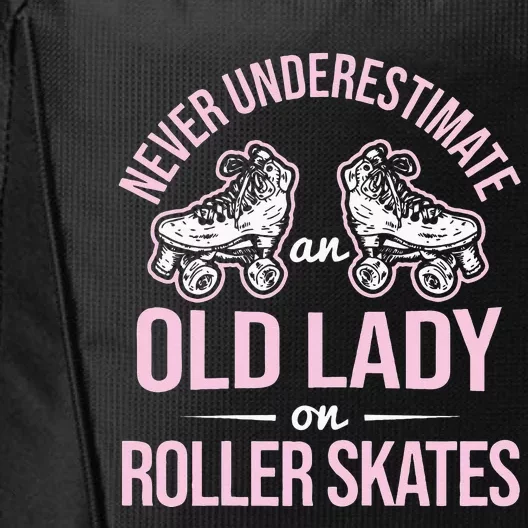 Old Lady On Roller Derby Roller Skating Roller Skate City Backpack