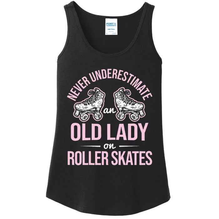 Old Lady On Roller Derby Roller Skating Roller Skate Ladies Essential Tank