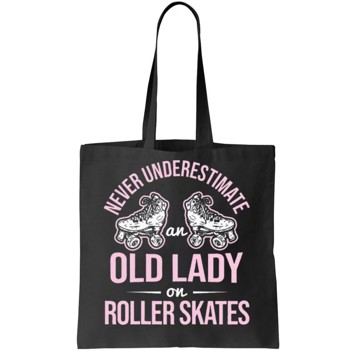 Old Lady On Roller Derby Roller Skating Roller Skate Tote Bag