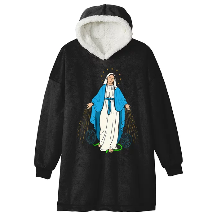 Our Lady Of Grace Virgen De La Medalla Milagrosa Hooded Wearable Blanket