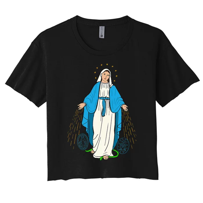 Our Lady Of Grace Virgen De La Medalla Milagrosa Women's Crop Top Tee