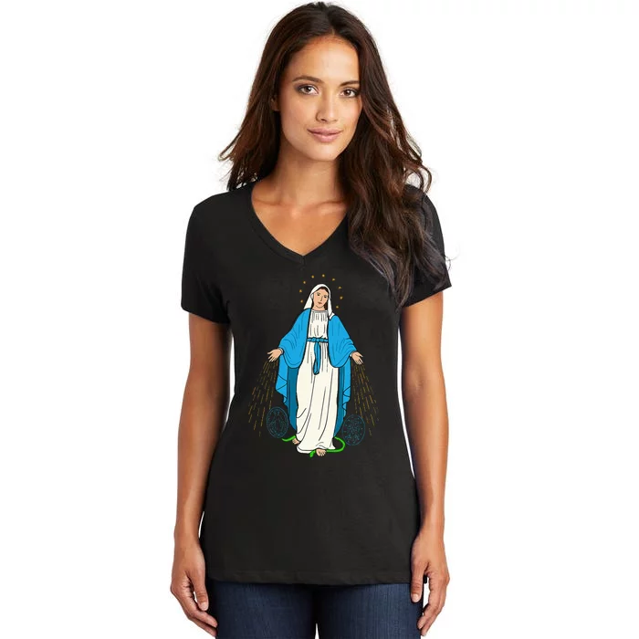 Our Lady Of Grace Virgen De La Medalla Milagrosa Women's V-Neck T-Shirt