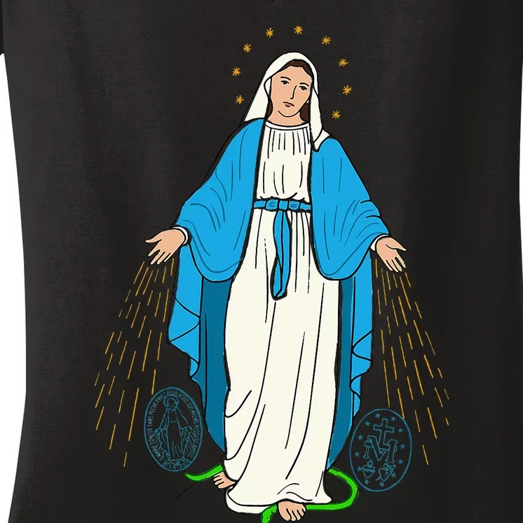 Our Lady Of Grace Virgen De La Medalla Milagrosa Women's V-Neck T-Shirt