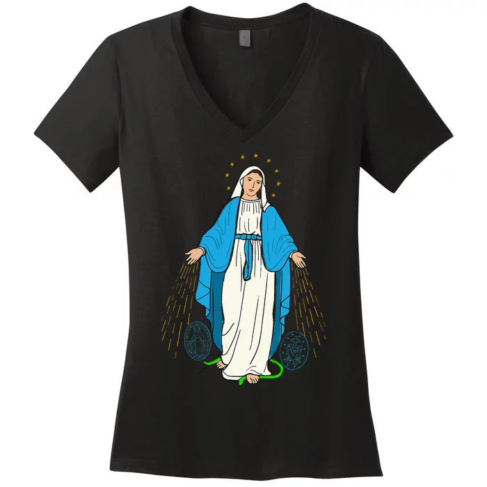 Our Lady Of Grace Virgen De La Medalla Milagrosa Women's V-Neck T-Shirt