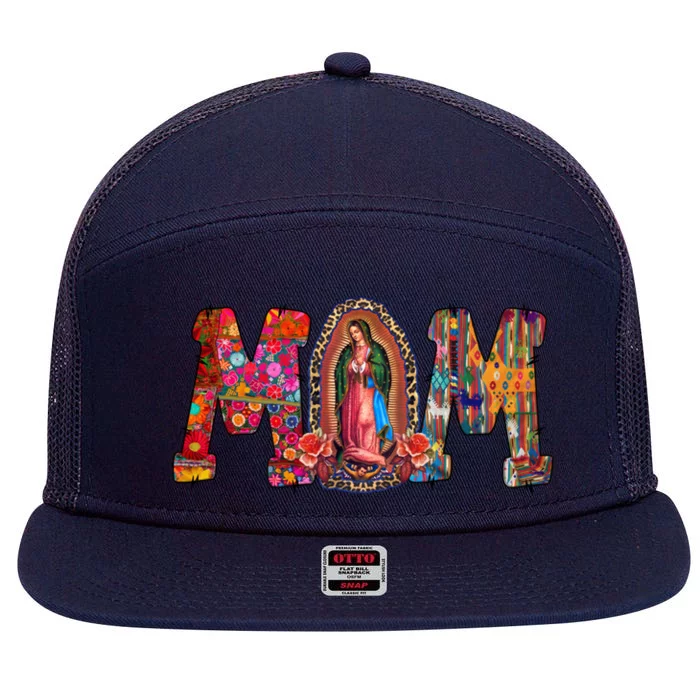 Our Lady Of Guadalupe Catholic Virgin Mary Mexican Mom Gift 7 Panel Mesh Trucker Snapback Hat