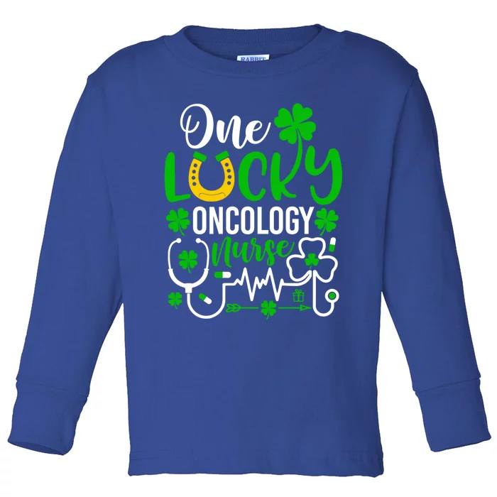 One Lucky Oncology Nurse Gift Funny St Patricks Day Cute Gift Toddler Long Sleeve Shirt