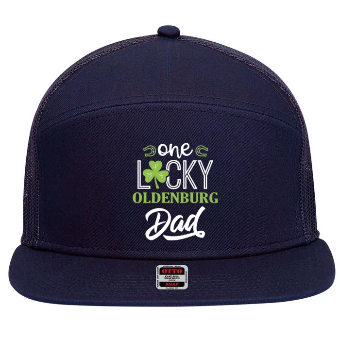 One Lucky Oldenburg Horse Dad Irish Horseback Riding Gift 7 Panel Mesh Trucker Snapback Hat