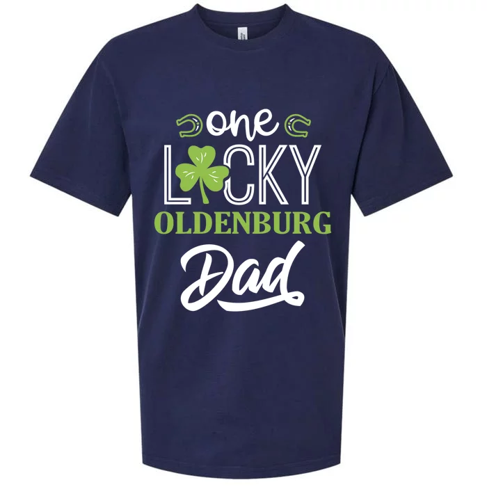 One Lucky Oldenburg Horse Dad Irish Horseback Riding Gift Sueded Cloud Jersey T-Shirt