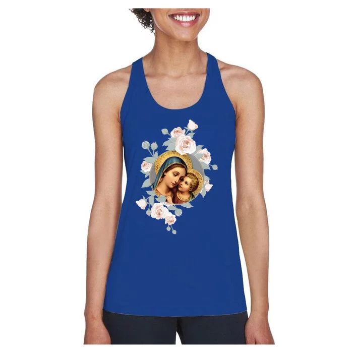 Our Lady Of Good Remedy Blessed Mother Mary Art Catholic Cute Gift Women's Racerback Tank