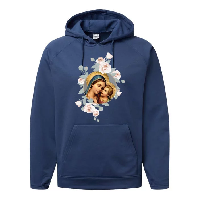 Our Lady Of Good Remedy Blessed Mother Mary Art Catholic Cute Gift Performance Fleece Hoodie