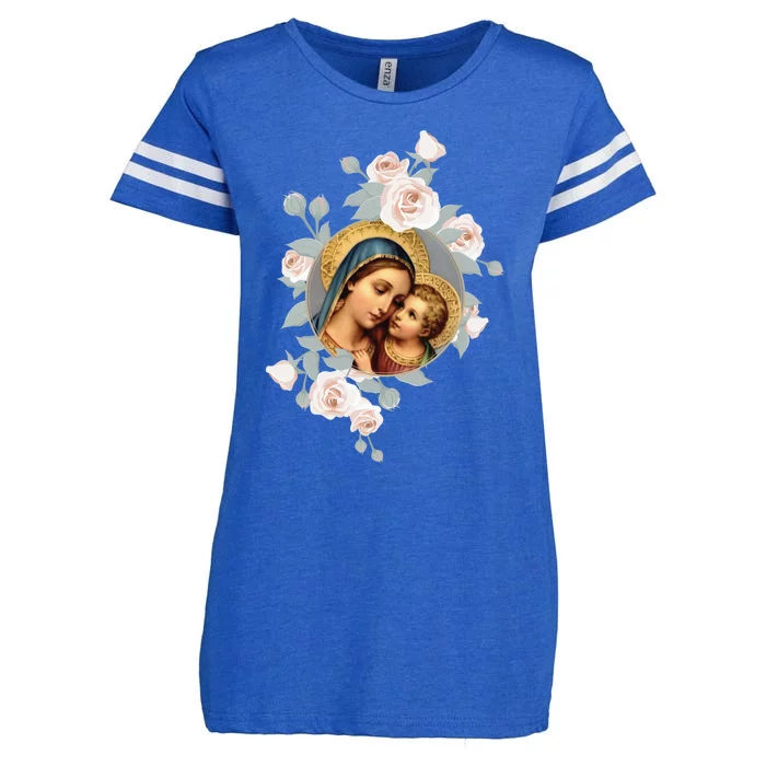 Our Lady Of Good Remedy Blessed Mother Mary Art Catholic Cute Gift Enza Ladies Jersey Football T-Shirt