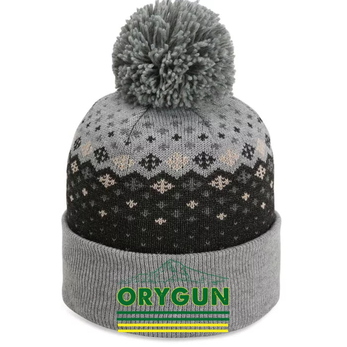 Oregon Lovers Orygun Outdoors Beautiful Mt. Hood The Baniff Cuffed Pom Beanie