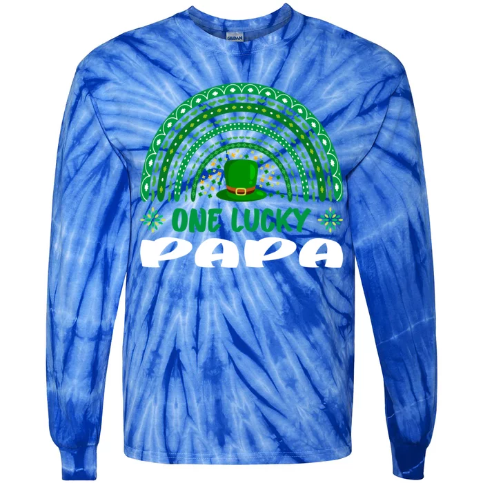 One Lucky Papa Gift St Patrick's Day Funny For Daddy Gift Tie-Dye Long Sleeve Shirt