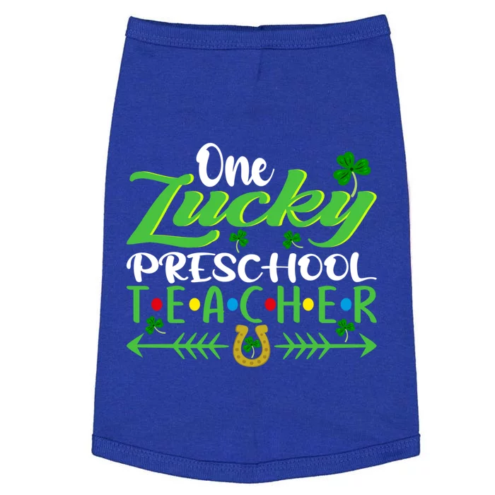 One Lucky Preschool Teacher St Patrick's Day For Teacher Funny Gift Doggie Tank