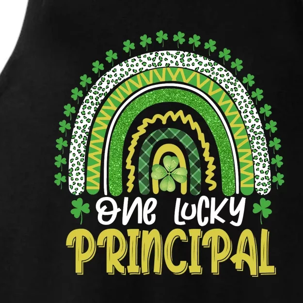 One Lucky Principal School Teacher St Patricks Day Rainbow Ladies Tri-Blend Wicking Tank