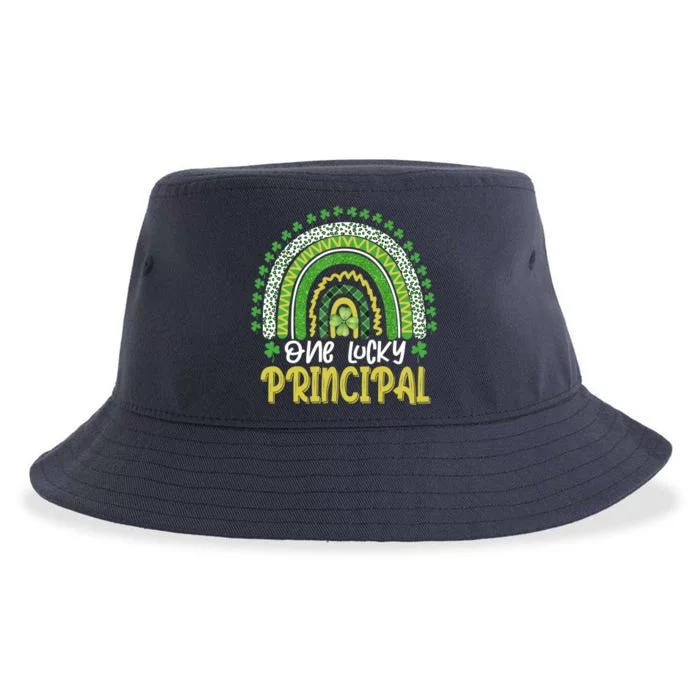 One Lucky Principal School Teacher St Patricks Day Rainbow Sustainable Bucket Hat