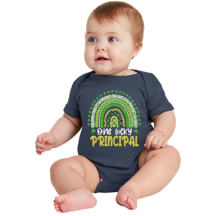 One Lucky Principal School Teacher St Patricks Day Rainbow Baby Bodysuit