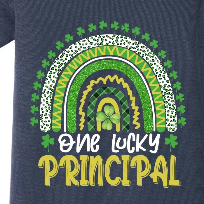 One Lucky Principal School Teacher St Patricks Day Rainbow Baby Bodysuit