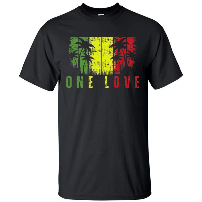 One Love Palm Tree Reggae Music Rasta Tall T-Shirt