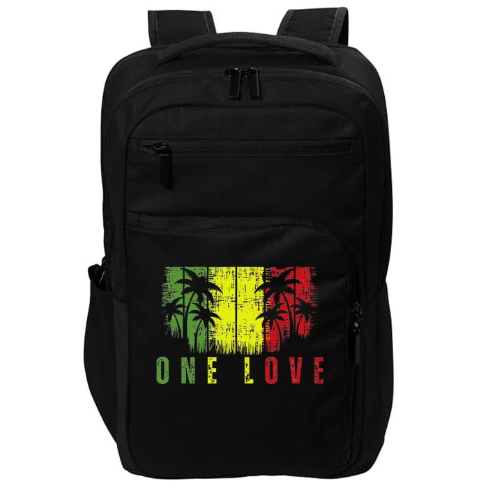 One Love Palm Tree Reggae Music Rasta Impact Tech Backpack