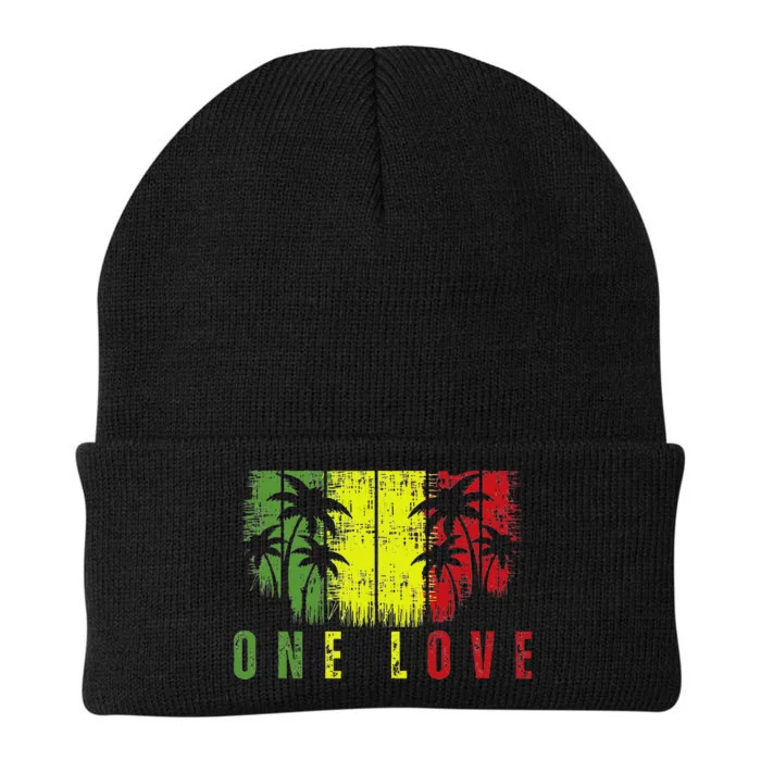 One Love Palm Tree Reggae Music Rasta Knit Cap Winter Beanie