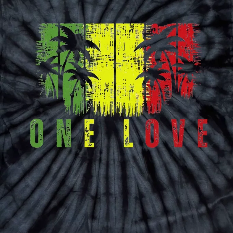 One Love Palm Tree Reggae Music Rasta Tie-Dye T-Shirt