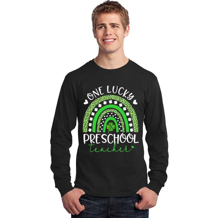 One Lucky Preschool Teacher rainbow St Patricks Day Long Sleeve Shirt