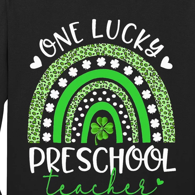 One Lucky Preschool Teacher rainbow St Patricks Day Long Sleeve Shirt