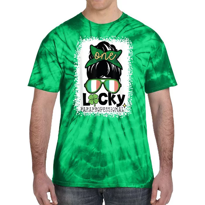 One Lucky Para St Patricks Day Shamrock Paraprofessional Tie-Dye T-Shirt