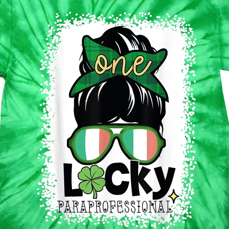 One Lucky Para St Patricks Day Shamrock Paraprofessional Tie-Dye T-Shirt