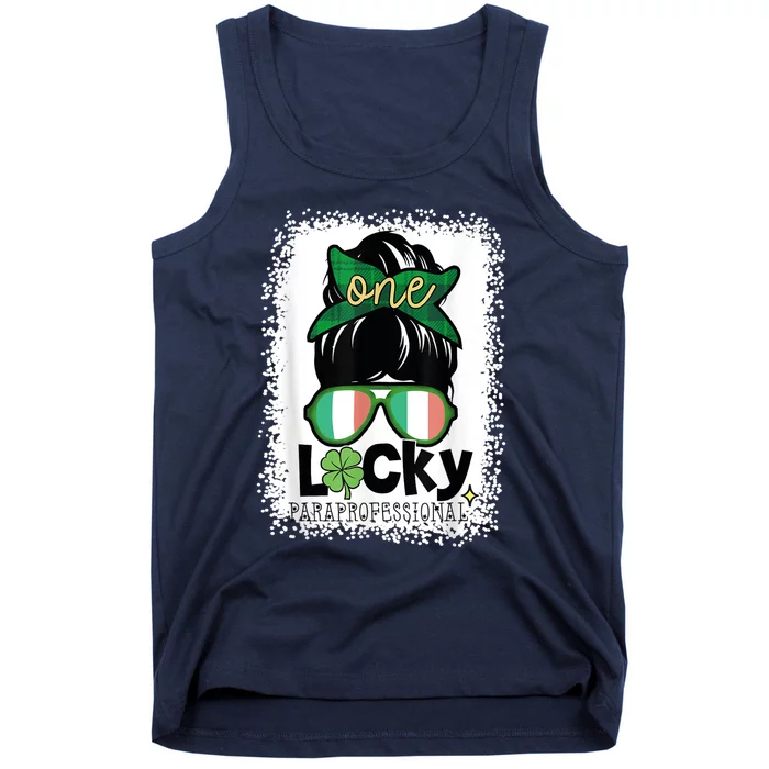 One Lucky Para St Patricks Day Shamrock Paraprofessional Tank Top