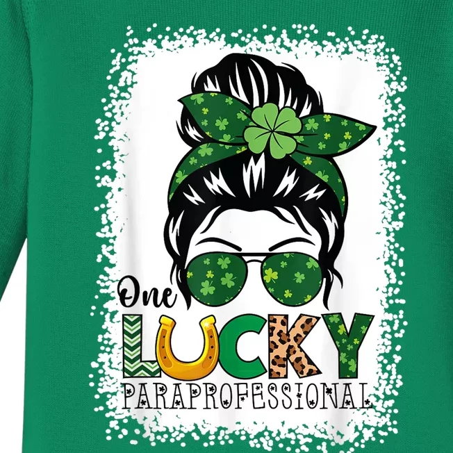 One Lucky Para St Patricks Day Shamrock Paraprofessional Baby Long Sleeve Bodysuit