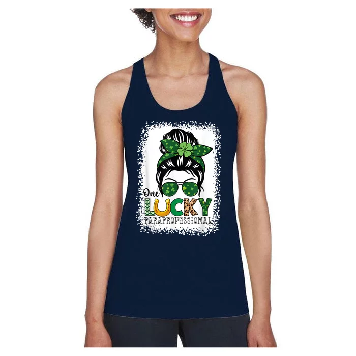 One Lucky Para St Patricks Day Shamrock Paraprofessional Women's Racerback Tank