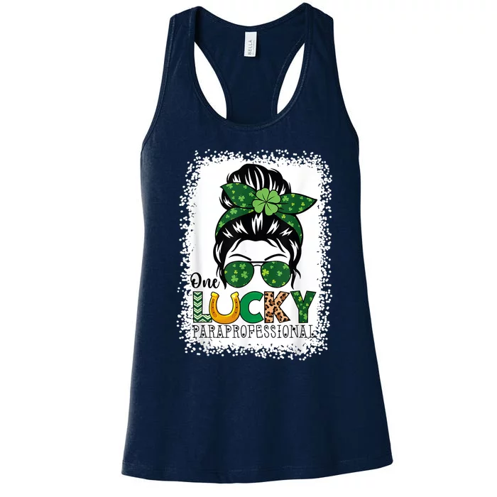 One Lucky Para St Patricks Day Shamrock Paraprofessional Women's Racerback Tank