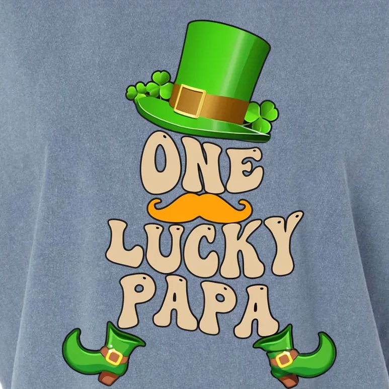 One Lucky Papa Daddy Father Dad Matching Family Saint Patrick's Day Gift Garment-Dyed Women's Muscle Tee