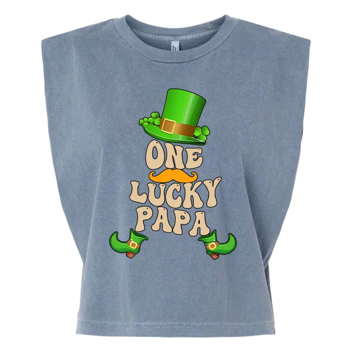 One Lucky Papa Daddy Father Dad Matching Family Saint Patrick's Day Gift Garment-Dyed Women's Muscle Tee