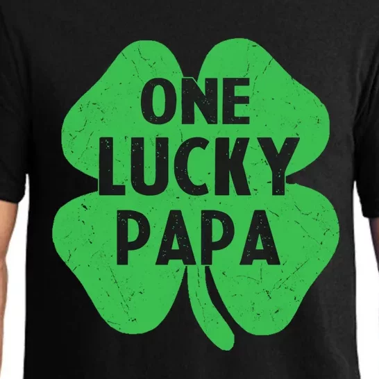 One Lucky Papa Gift St Patricks Day Daddy Shamrock Top Gift Pajama Set