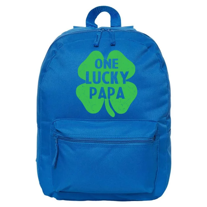 One Lucky Papa Gift St Patricks Day Daddy Shamrock Top Gift 16 in Basic Backpack