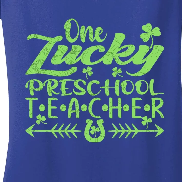 One Lucky Preschool Teacher St Patrick's Day Gift Women's V-Neck T-Shirt