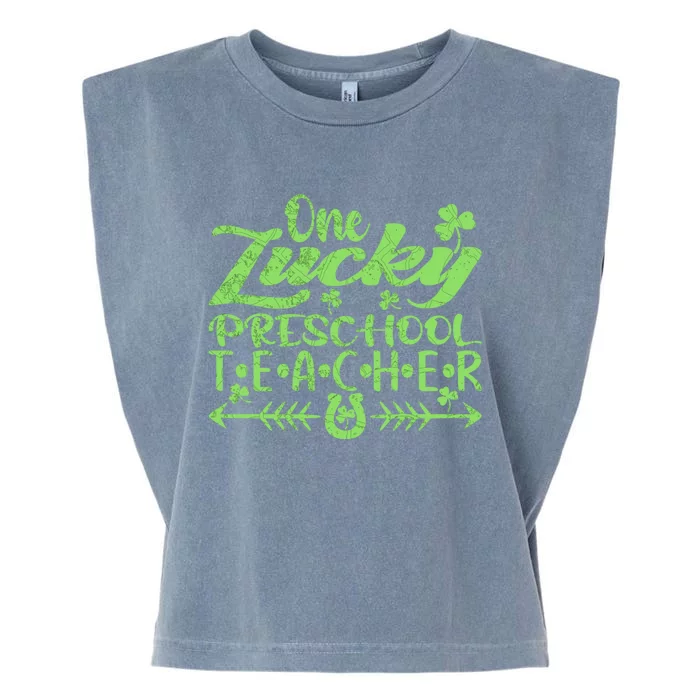 One Lucky Preschool Teacher St Patrick's Day Gift Garment-Dyed Women's Muscle Tee